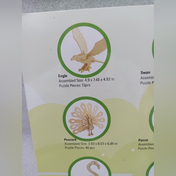 Hands Craft DIY 3D Wooden Puzzle 6 Assorted Bird Animals Puzzles NEW Unopened - Picture 4 of 7